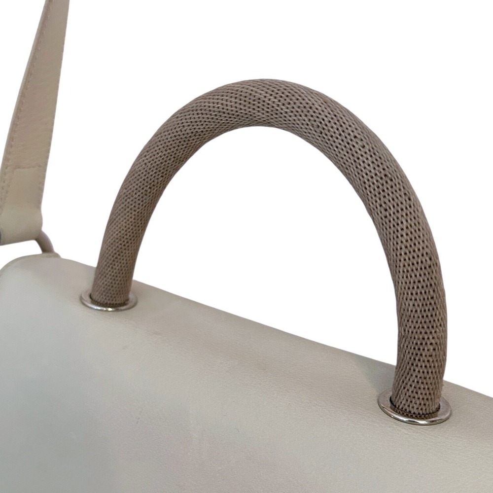 Akris Pebbled Leather Top Handle Shoulder Crossbody Bag‎ Ivory Wood Clasp - Picture 10 of 16